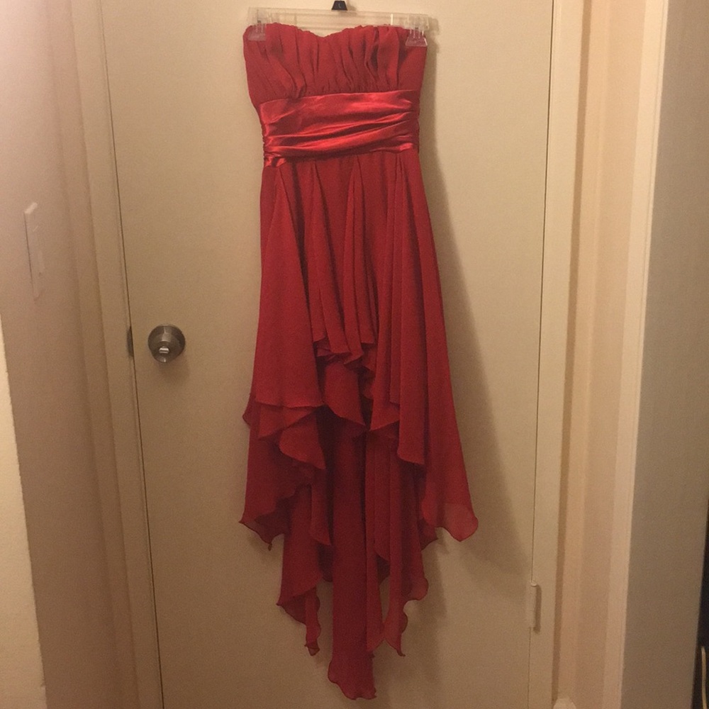 Red high low dress